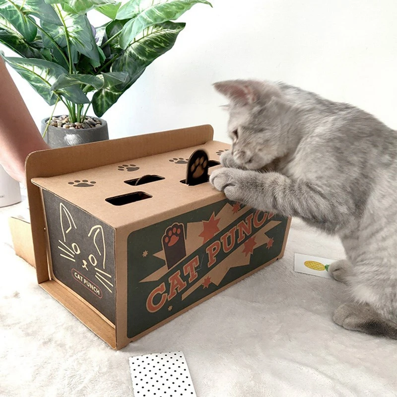

Cat Punch Scratch Toy Supplies Interactive Mole Mice Game Toy DIY Mouse Pop Up Puzzle For Cats Treat Exercise Cat Toys