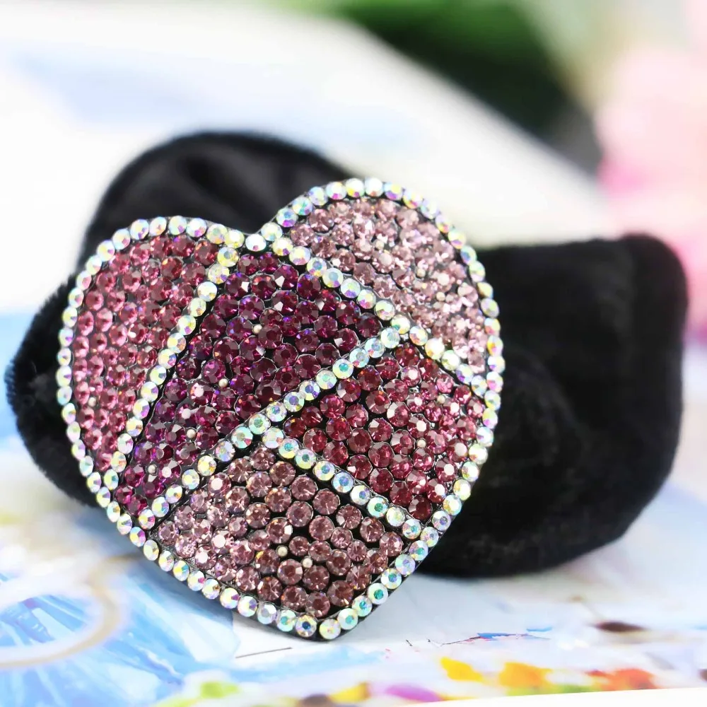 

48*49mm Heart Elegant Jewelry Making Hair Clip Accessory Wedding Headdress women Girls Inlaid Rhinestone Hairpin Gifts