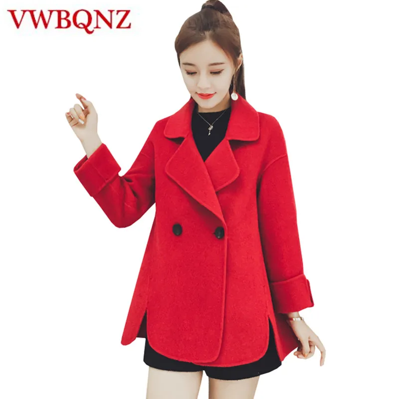 

Mid-length women wool jacket coat fashion clothing loose long-sleeve warm ladies outerwear solid color casual winter jacket top