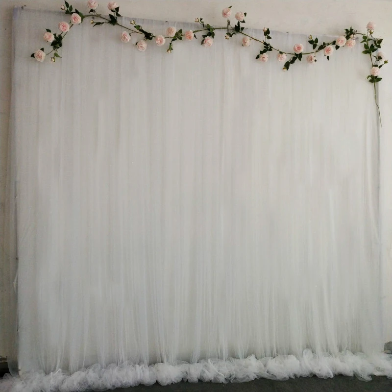 

3X3M Simple White Yarn Silk Cloth Wedding Backdrop Event Party Drape Curtain for Home Decoration Stage Background