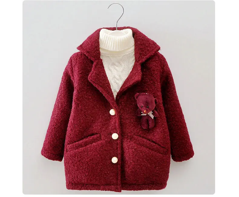 DFXD/осенне-зимнее шерстяное пальто для маленьких девочек модная однотонная однобортная верхняя одежда с длинными рукавами, высокое качество, длинное плотное пальто От 2 до 8 лет