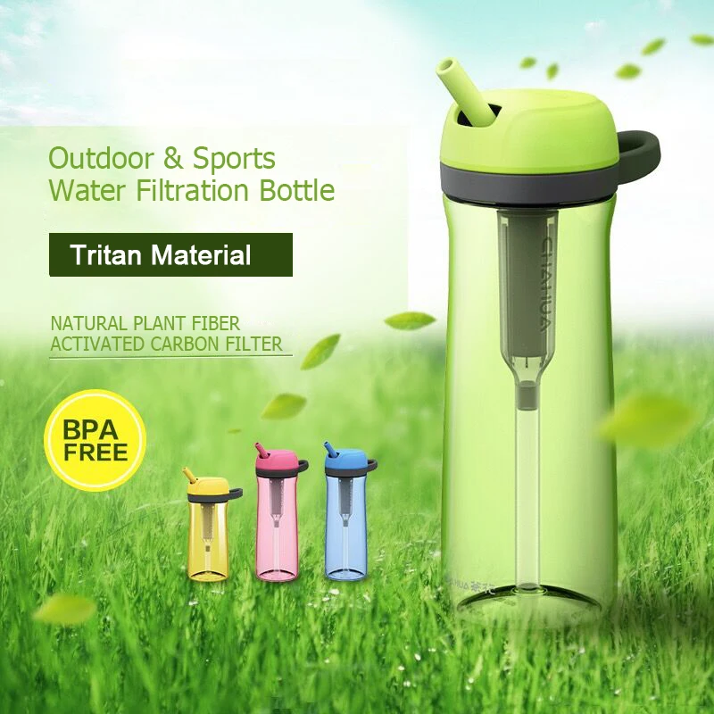 700ml BPA free Sports Water Filter Bottle with Twist Cap outdoor travel