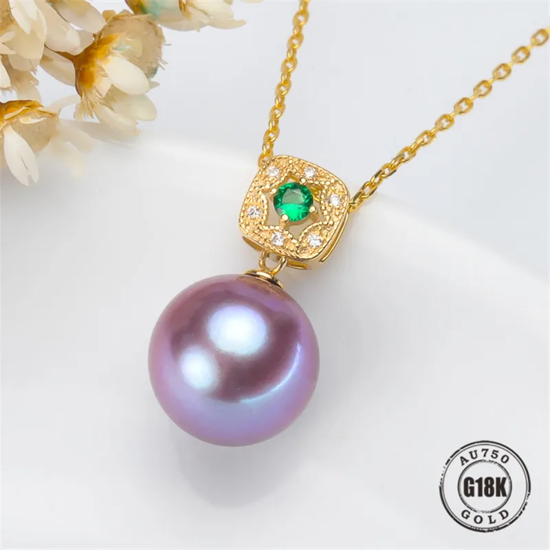 

DIY Pendant Jewelry Findings Blank Pendants Bracket AU750 G18K Yellow Gold Simple Bracket Natural Pearl Cap Accessories