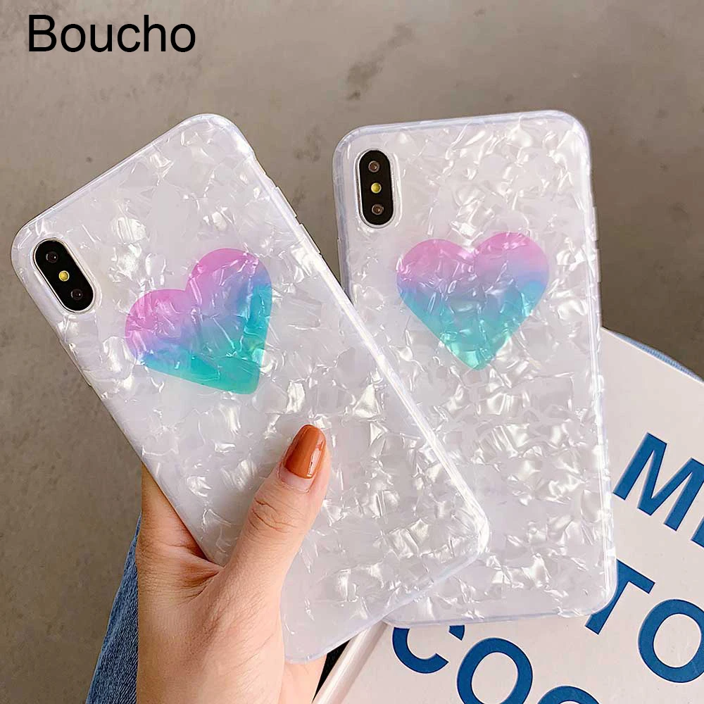 Чехол для телефона Boucho iphone 7 8 XR XS MAX X Модный Цветной чехол в виде раковины с узором