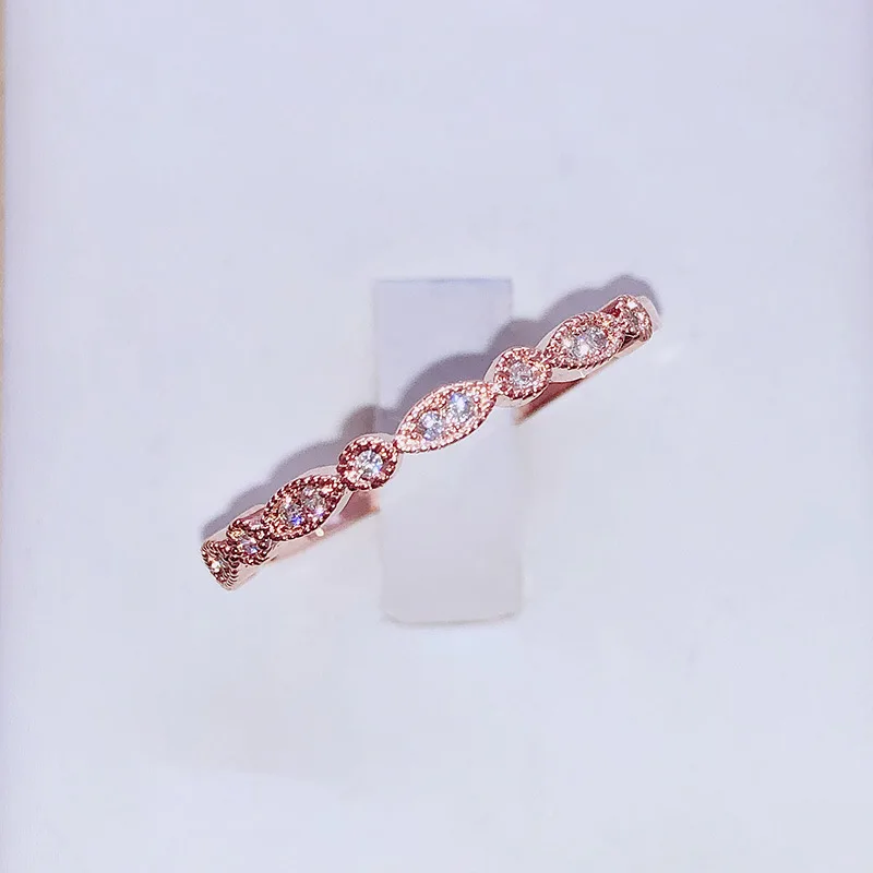 

ZHOUYANG Rings For Women Simple Thin Entry Luxury Style Cubic Zirconia Rose Gold Color Party Daily Gift Fashion Jewelry KBR396