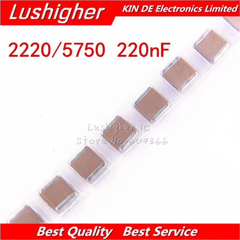 

5pcs 2220 5750 220nf 0.22uF 224K 1000V 1KV X7R 10% SMD MLCC ceramic capacitor