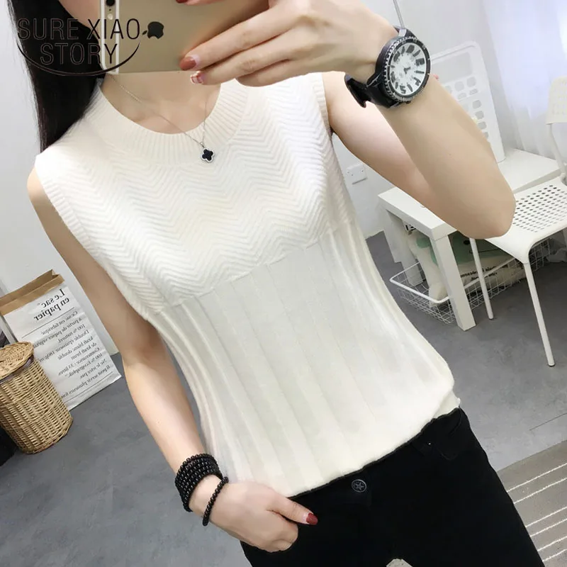 

Womens sweaters 2019 off shoulder sweater pullover harajuku crop sweater O-Neck Sleeveless Solid korean white sweater 3533 50
