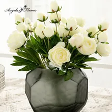 Европейский искусственный цветок, 4 головки, пион, домашний стол, офисные, вечерние, Рождественский Декор, свадебный букет, шелковые розы, пионы