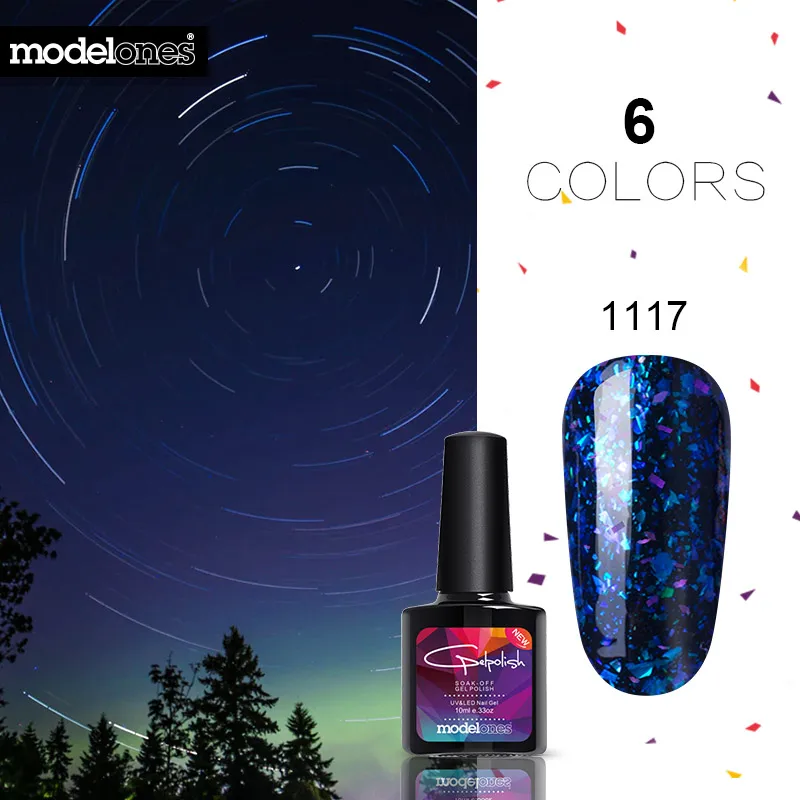 

Modelones Shiny galaxy Nail Gel Polish Colorful Glitter Gel Polish UV Soak Off Gel Nail Polish Need UV Led Lamp Nail Gelpolish