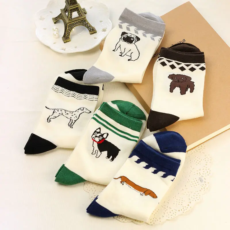 Хлопок Для мужчин Для женщин Хаски Мопсы собаки узор верный пес носки Harajuku моды Забавный Новинка удобные белые модные подарки для Для