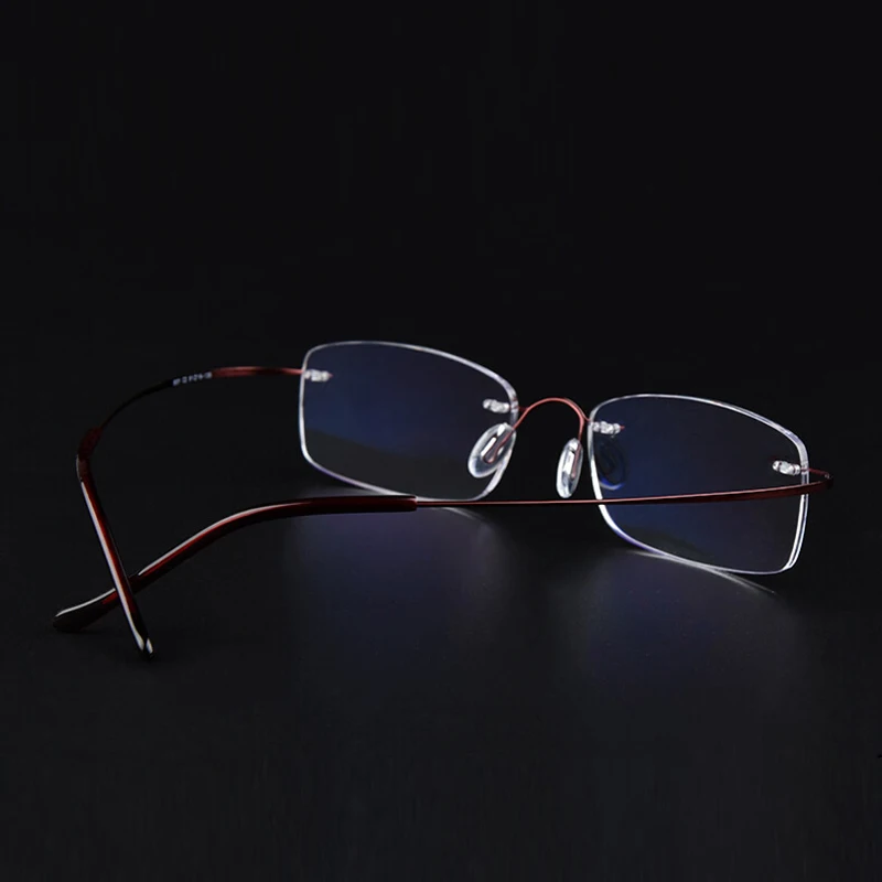 Tanie Guanhao tytanowe blokujące niebieskie światło Ray Ultralight okulary do czytania mężczyzna kobiet Rimless prostokąt okulary Vintage okulary komputerowe