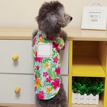 Summer Beach Dog Shirt Hawaii Beach Casual Pet Travel Shirt Flower Printed Short Sleeve Small Dog Cat Blouse