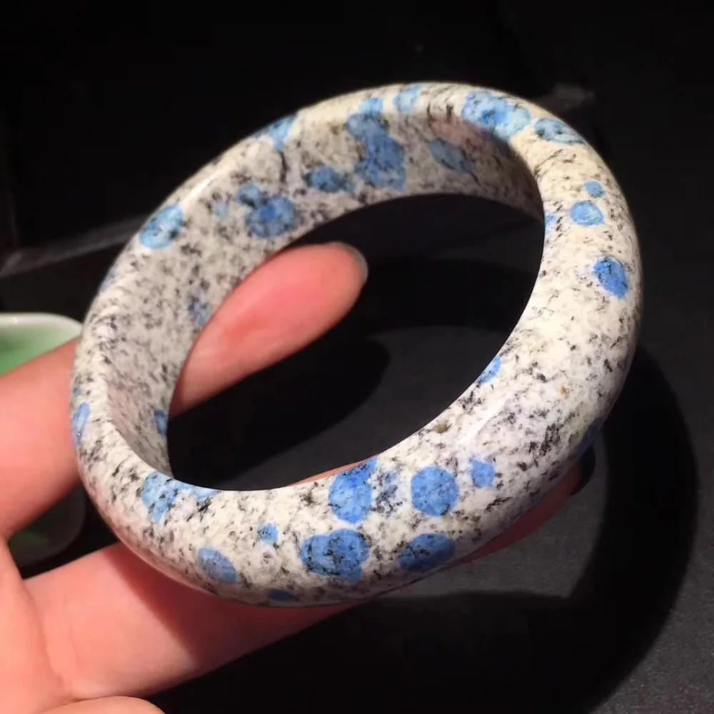 59.1mm Natural K2 Blue Azurite Gemstone Bangle Volcanic Jasper For Woman Lady Anniversary Gift Crystal Stretch | Украшения и