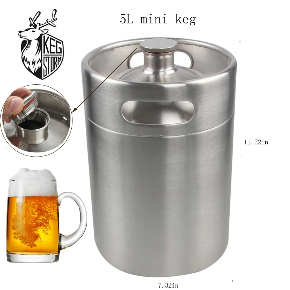 5L KEG STORM 304 KEG STORM 304 Stainless Steel Mini Keg Growler Portable Beer Bottle Making Bar