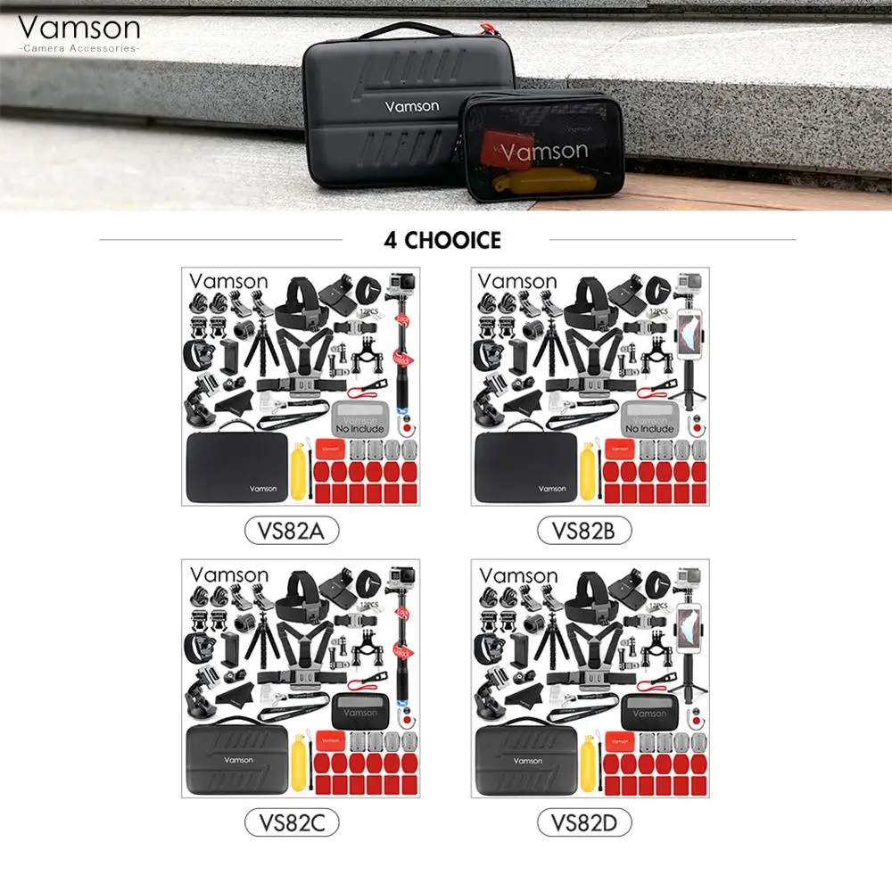Vamson для спортивной камеры Mijia, комплекты аксессуаров для Go pro Hero 7 6 5 для Xiaomi Yi 4 K, новая модная сумка для DJI OSMO Action VS82