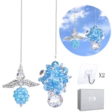 H& D набор из 2 предметов, Хрустальный Ангел-хранитель, Хрустальный орнамент чакры, витрина, Радужный производитель для домашнего сада