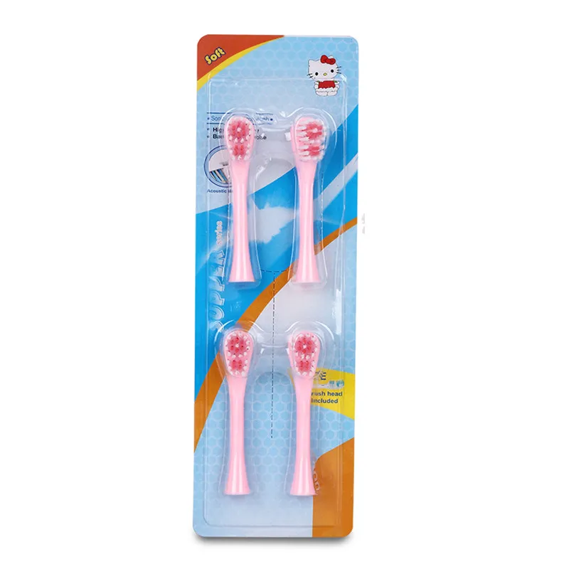 Мультяшный узор Детские сменные головки для электрической зубной щетки двухсторонняя зубная щетка электрическая зубная щетка для детей - Цвет: Прозрачный