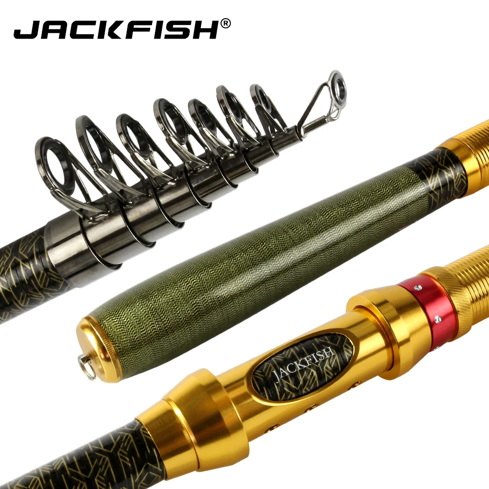 JACKFISH الكارب الصيد الغزل قضيب 99% الكربون المحمولة تلسكوبي الصيد قضيب الغزل الأسماك اليد الصيد معالجة قصيرة البحر قضيب