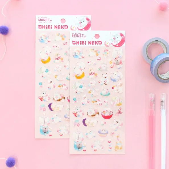 1 шт/1 лот Kawaii канцелярские наклейки глубокий розовый Кот дневник планировщик