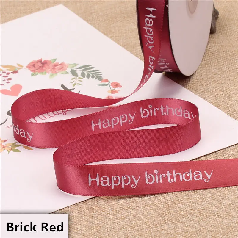 Brick Red Новая ширина 2 см полиэфирная лента для торта магазин выпечки печатные ленты цветочный с днем рождения упаковка подарок diy галстук ручной работы материал - Цвет: Brick Red
