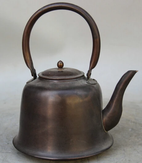 

JP S0524 8" Chinese dynasty Bronze Folk portable water vessel teapot Wine Tea Pot Flagon