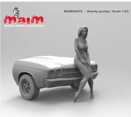

1/24 75mm Car Wash Girl summer NOT HAVE CAR Resin Model Miniature figure Unassembly Unpainted