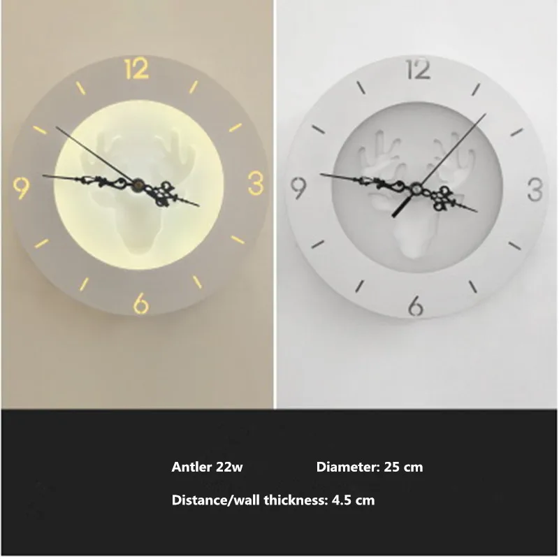 

25cm creative wall clock Nordic living room wall lamp bedroom study wall sconceLED wall light 22w