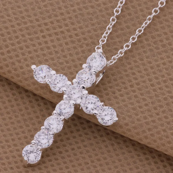 AN296 Hot silver color Necklace fashion jewelry pendant ablaze cross Factory wholesales high quality gifts