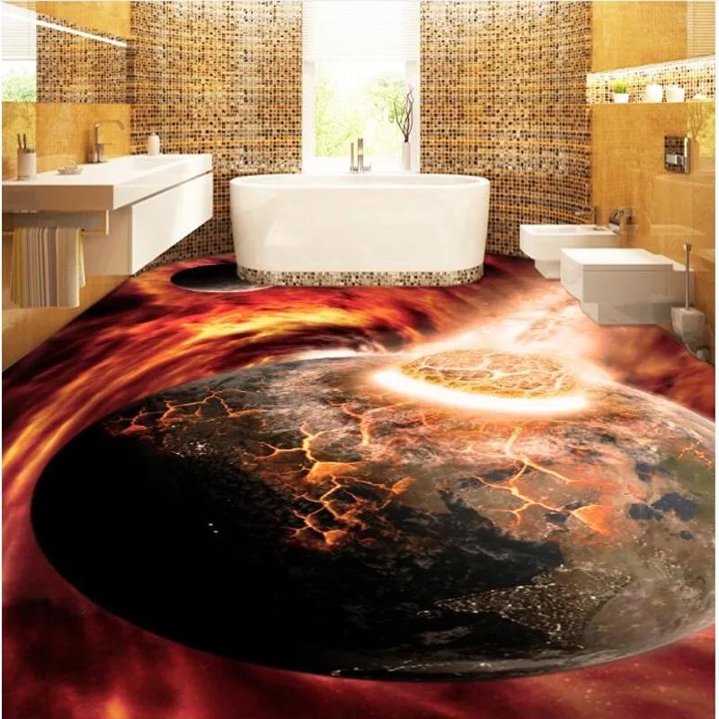 wellyu Custom large-scale mural pvc floor stickers visual impact 3D thickened wear-resistant three-dimensional background | Обустройство