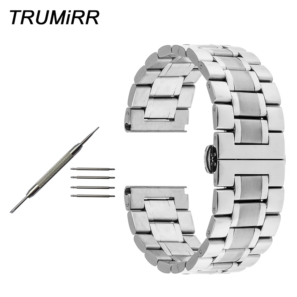 

Stainless Steel Watchband 22mm 24mm for Breitling Watch Band Butterfly Buckle Strap Wrist Belt Bracelet Silver +Tool +Spring Bar