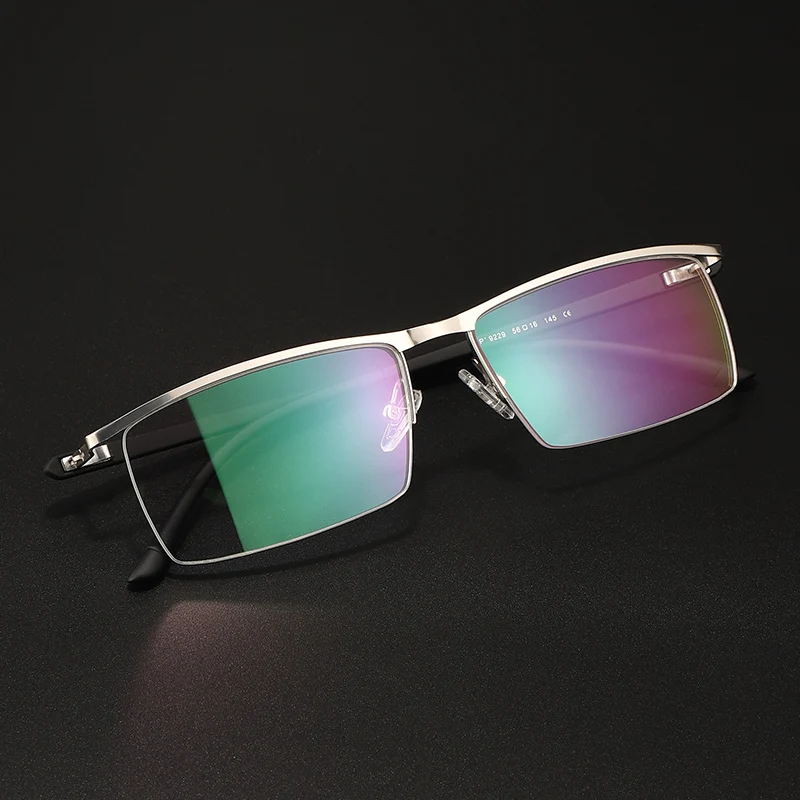 Tanie BCLEARR optyczne biznes tytanu ramki okularów dla okulary męskie pół okulary bez oprawek z zawiasy sprężynowe 5 opcjonalne kolory Hot