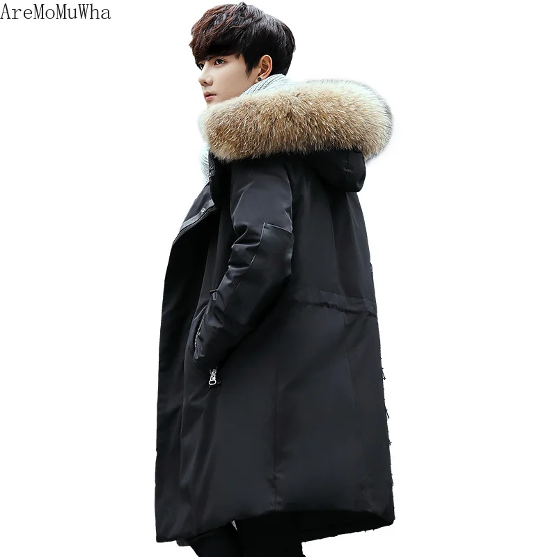 

AreMoMuWha New Winter Down Jacket Men Thick Long Section Over The Knee Korean Goods Camouflage Popular Hooded Men's Jacket Tide