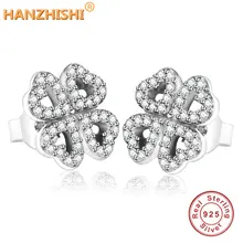 925 стерлингового серебра цветок сердце серьги гвоздики с прозрачными CZ DIY ювелирные изделия для женщин свадебный подарок pendientes mujer moda