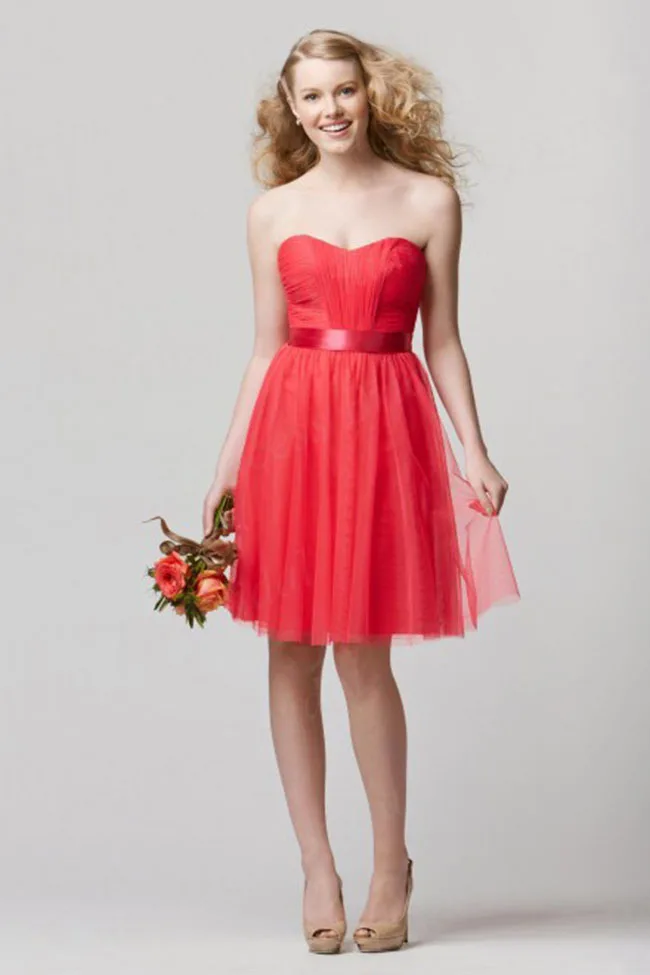 Free Shipping Designer Sheath Sweetheart Knee Length Tulle Bohemian font b Bridesmaid b font font b