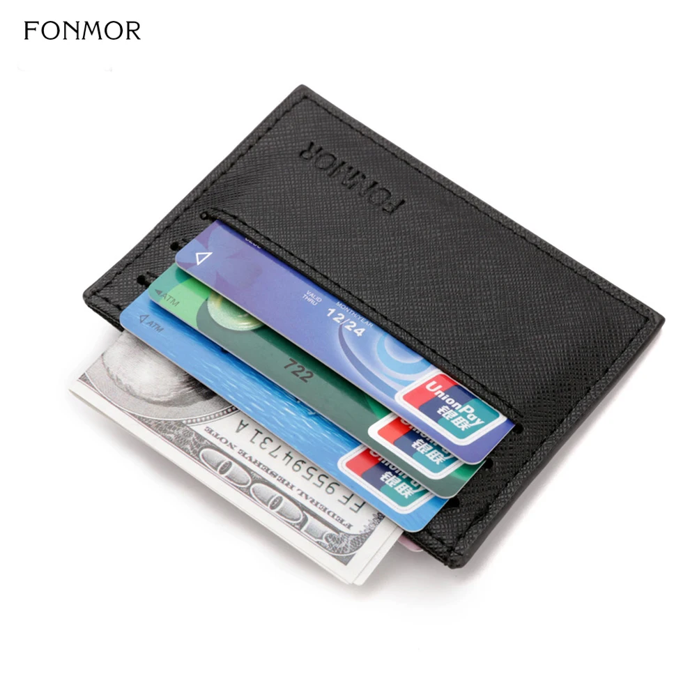 

FONMOR Men Wallet Business Card Holder Bank Cardholder PU Pickup Package Bus Card Holder Slim Leather Multi-card-bit Pack Bag