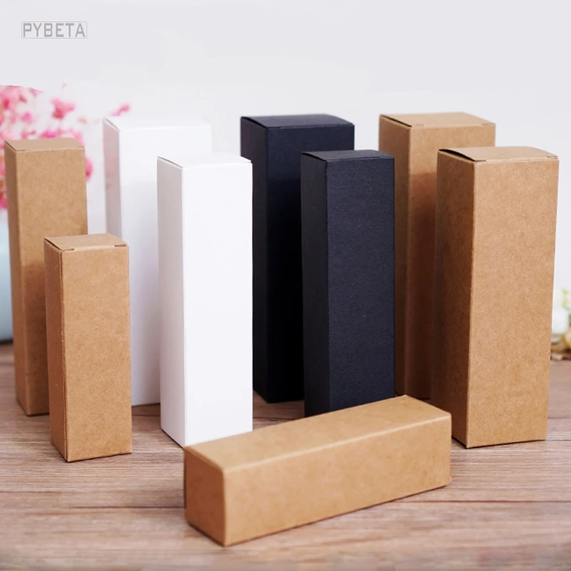 

White black kraft Paper Box DIY Lipstick Perfume Essential Oil Bottle packaging boxes LED lamp box free shipping