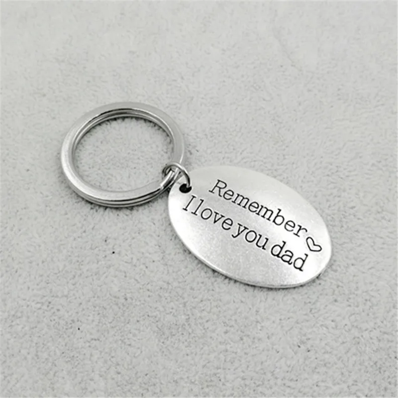 

1 Pcs Diy metal keychains lettering Remember I love you dad engraving key pendant dad Best Gift