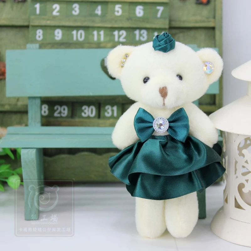 Элегантное платье плюшевая игрушка медведь Букет Алмаз медведь на шарнирах куклы игрушки, свадьба день рождения Рождественский подарок маленький кулон Декор