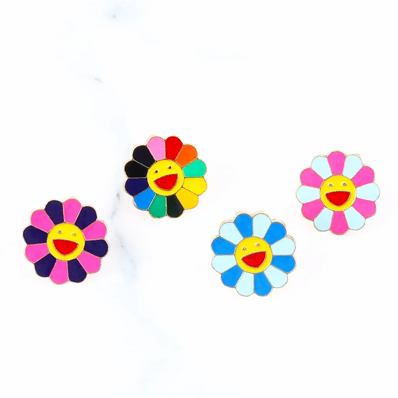 Broches De Flores De Arcoiris Broches De Flores Sonrientes Insignias De Flores De Sol Regalo De Joyeria Bonito De Dibujos Animados Para Ninas Aliexpress