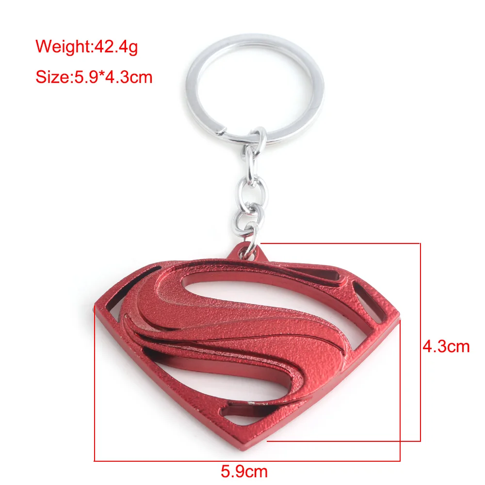 Hot Movie Avengers Superman Red Logo Keychains Infinity War High Quality S Logo Metal Keyring For Women Men Jewelry Fashion Jewelry