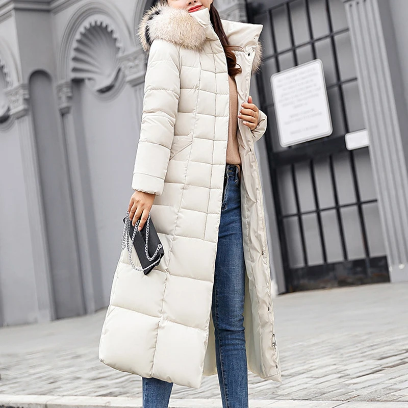 Женское зимнее длинное пальто с капюшоном, парка, длинный рукав, карман, пуговица, с поясом, на молнии, женская теплая Толстая куртка размера плюс 3XL