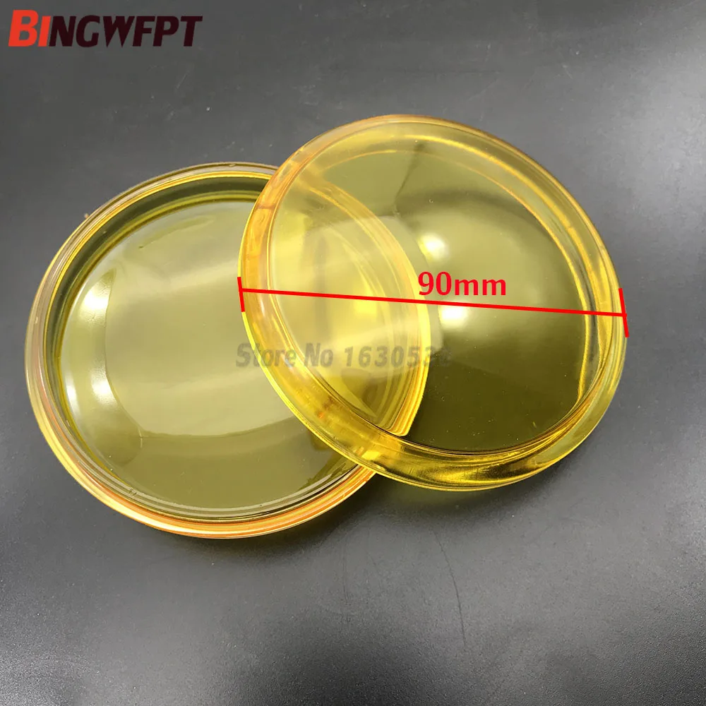 

2pcs/set Round Diameter 90mm Fog Lamps Light yellow Tempered Glass Anti-fog Glass For Renault Koleos Grand Scenic Fluence Twingo