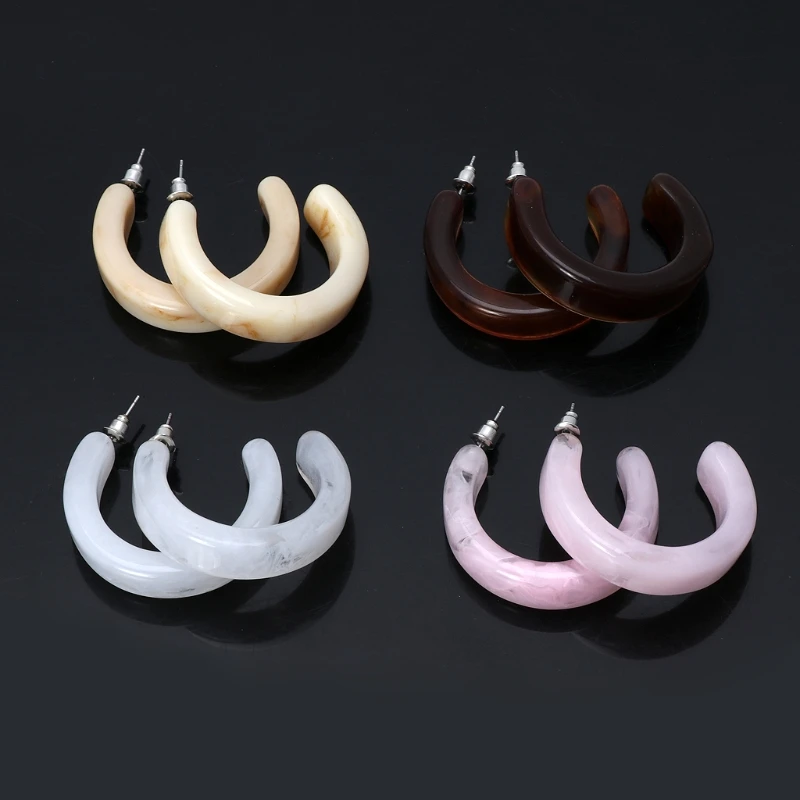 

1 Pair Acrylic Earrings Tortoise Shell Earrings Resin Hoop Earrings for Women