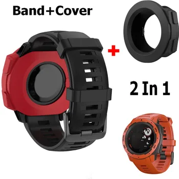 

2 In1 COMLYO Sport Silicone Strap for Garmin instinct Band Quick Release Wristband with Cover Case for Garmin Instinct Watch