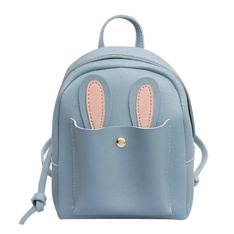 Women PU Leather Rabbit Ear Backpack High Quality College Girl Small