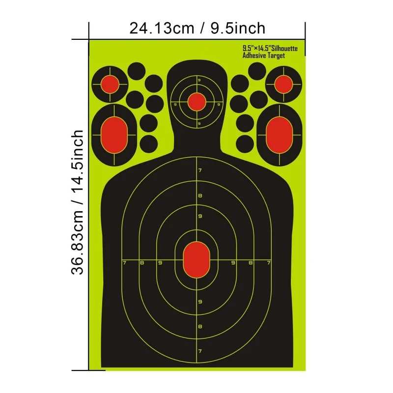 Silhueta de Papel Etiqueta para Arma Unidades Pacote Tiro Adesivos Splatter Reativa Alvo Alvos Etiquetas Auto-adesivas Rifle 50 - 3 Alvo Alvos Silhueta De Papel etiquetas Auto-adesivas Etiqueta para Arma Rifle