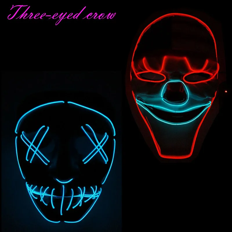 Холлоуин маскарадные светодиодные маски нижняя половина маска для лица EL wire el