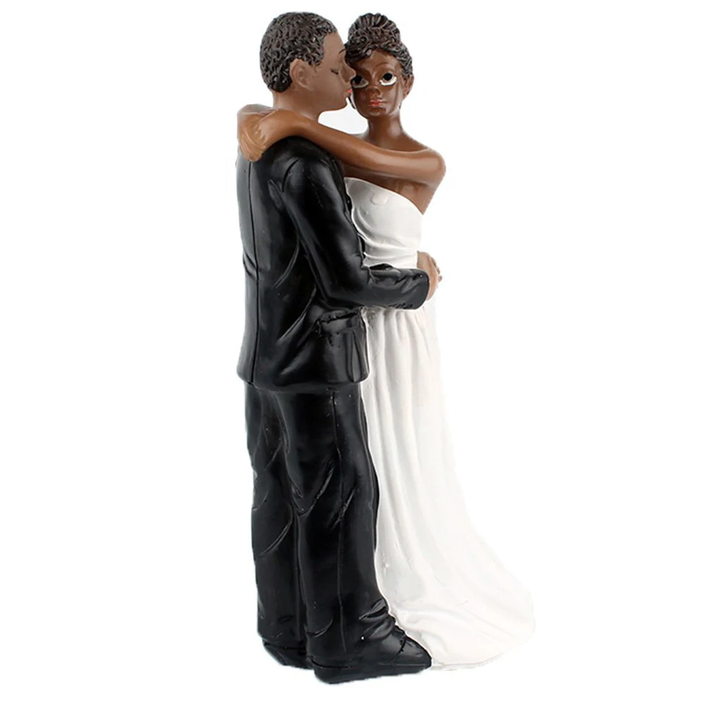 Romantic Black Groom Bride Marry Resin Figurine Wedding Cake Topper Wedding Decoration - Цвет: NO5