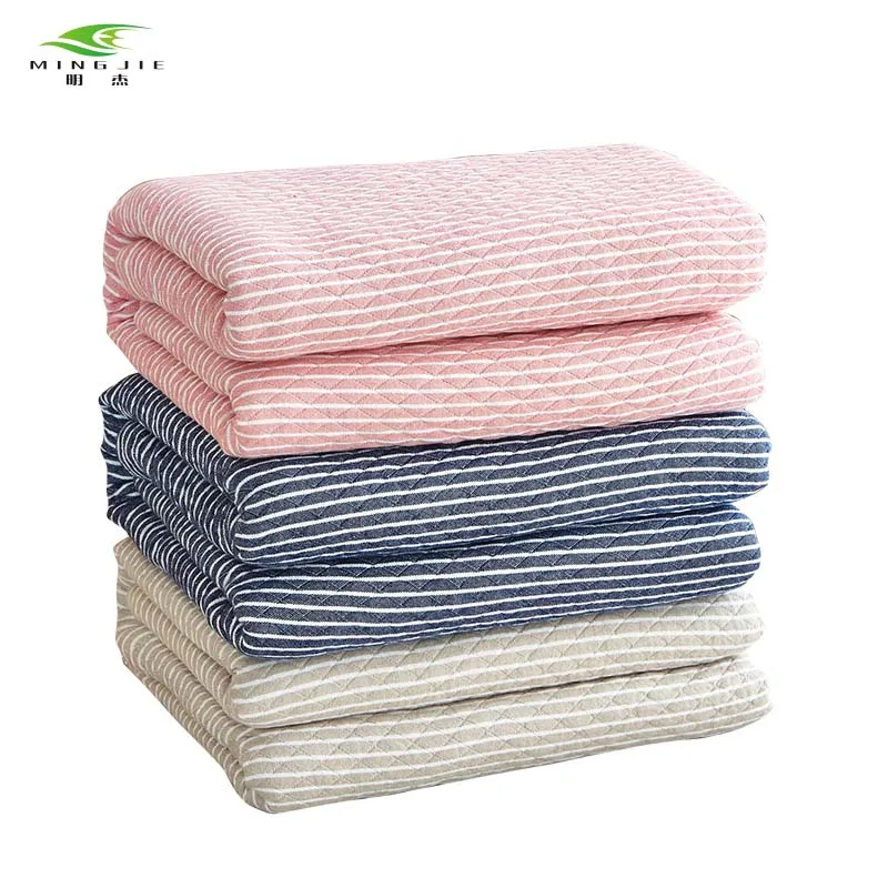 

2017 washing Gauze cotton solid stripes Throw blanket on the bed sofa reversible bedspread 150x200cm/200x230cm Shower Blankets