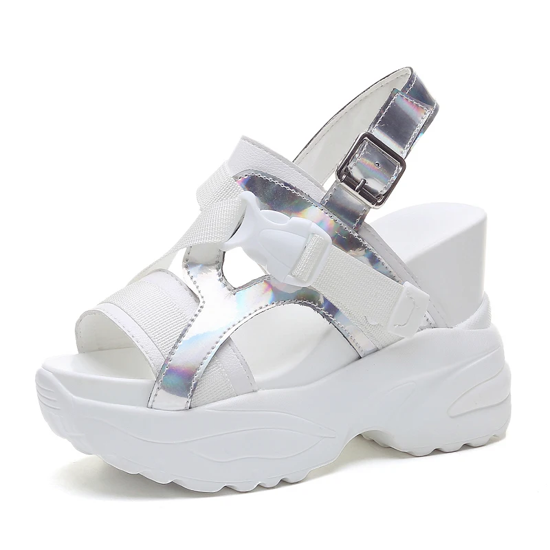 

Rimocy women super high heels sandals 2019 fashion high platform wedges summer shoes woman height increasing sneakers sandalias